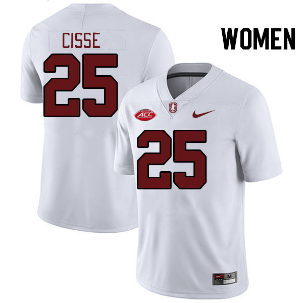 Women #25 Ismael Cisse Stanford Cardinal 2024 ACC Conference College Football Jerseys Stitched-White